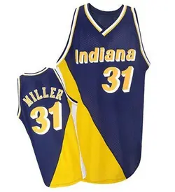 Reggie Miller Indiana Pacers Men's Authentic Navy/ Throwback Jersey - Gold
